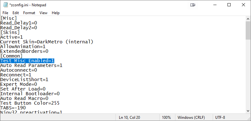 Where to enable miscellaneous test functionality.